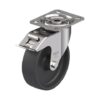 5 Inch Swivel Caster with brake with Heat-Resistant Silicone Rubber Wheel with Double Ball Bearing and Stop-Fix Brake