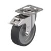 5 Inch Stainless Steel Swivel Caster with Heat-Resistant Silicone Rubber Wheel and Stop-Fix Brake