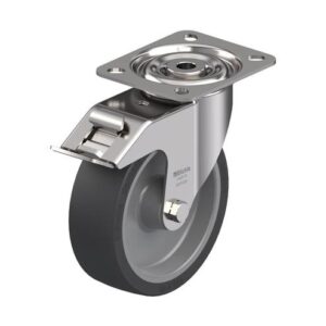 5 Inch Stainless Steel Swivel Caster with Heat-Resistant Silicone Rubber Wheel and Stop-Fix Brake