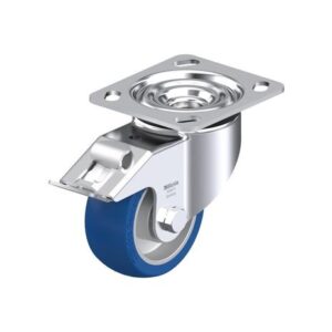 4 Inch Swivel Caster with Blickle Besthane Soft Polyurethane Wheel with Aluminum Core and Stop-Fix Brake
