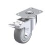3-1/8 Inch Light Duty Swivel Caster with Blickle Thermoplastic Rubber Wheel with Double Ball Bearing and Stop-Fix Brake