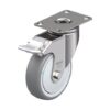 4 Inch Stainless Steel Light Duty Swivel Caster with Blickle Thermoplastic Rubber Wheel and Stop-Fix Brake