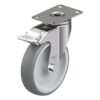 5 Inch Stainless Steel Light Duty Swivel Caster with Blickle Thermoplastic Rubber Wheel and Stop-Fix Brake