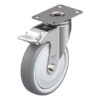 5 Inch Stainless Steel Light Duty Swivel Caster with Blickle Thermoplastic Rubber Wheel with Polypropylene Core and Stop-Fix Brake