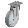 5 Inch Stainless Steel Light Duty Swivel Caster with Blickle Thermoplastic Rubber Wheel and Polypropylene Core
