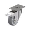 3-1/8 Inch Stainless Steel Light Duty Swivel Caster with Blickle Thermoplastic Rubber Wheel and Stop-Fix Brake