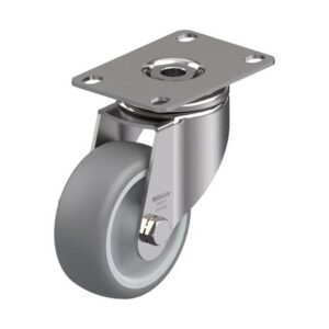 3-1/8 Inch Stainless Steel Light Duty Swivel Caster with Blickle Thermoplastic Rubber Wheel