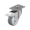 3-1/8 Inch Stainless Steel Light Duty Swivel Caster with Blickle Thermoplastic Rubber Wheel with Polypropylene Core and Stop-Fix Brake