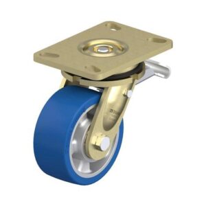 5 Inch Welded Steel Swivel Caster with Blickle Besthane Soft Polyurethane Wheel and Stop-Top Brake