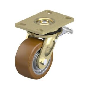5 Inch Welded Steel Swivel Caster with Blickle Besthane Polyurethane Wheel and Stop-Top Brake