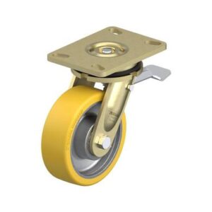 6 Inch Welded Steel Swivel Caster with Blickle Extrathane Wheel and Stop-Top Brake