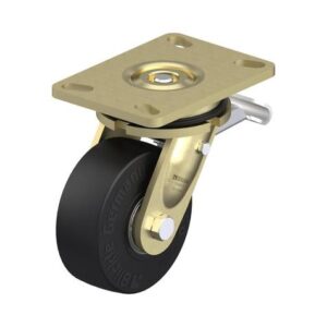 5 Inch Welded Steel Swivel Caster with Blickle EasyRoll Rubber Wheel and Stop-Top Brake