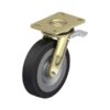 8 Inch Welded Steel Swivel Caster with Blickle EasyRoll Rubber Wheel and Stop-Top Brake