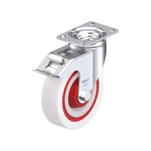 5 Inch Chemical Resistant Swivel Caster with Nylon 6 Wheel with Double Ball Bearing and Stop-Fix Brake