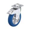 8 Inch Heavy Duty Swivel Caster with Blickle Besthane Soft Polyurethane Wheel with Extra Crowned Running Tread and Stop-Fix Brake