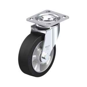 6 Inch Swivel Caster with Blickle EasyRoll Rubber Wheel and Alumnium Core