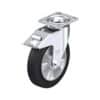 8 Inch Swivel Caster with Blickle EasyRoll Rubber Wheel with Aluminum Core and Stop-Fix Brake