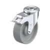 5 Inch Swivel Caster with Blickle Nylon 6 Wheel with Double Ball Bearing - Strong Central Kingpin and Stop-Fix Brake