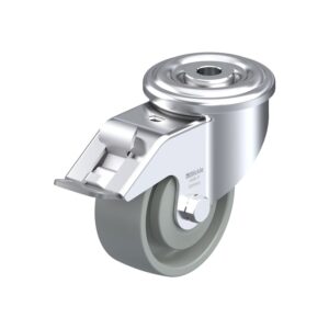 3-1/8 Inch Swivel Caster with Blickle Chemically-Resistant Nylon 6 Wheel with Double Ball Bearing – Strong Central Kingpin and Stop-Fix Brake