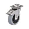 6-5/16 Inch Stainless Steel Swivel Caster with Blickle EasyRoll Rubber Wheel and Stop-Fix Brake
