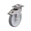8 Inch Stainless Steel Swivel Caster with Blickle Thermoplastic Rubber Wheel and Stop-Fix Brake