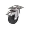 4 Inch Swivel Caster with brake with Heat-Resistant Silicone Rubber Wheel with Double Ball Bearing and Stop-Fix Brake