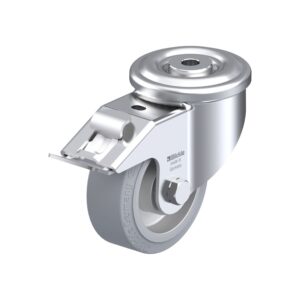 4 Inch Heavy Duty Swivel Caster with Blickle EasyRoll Rubber Wheel with Double Ball Bearing and Stop-Fix Brake