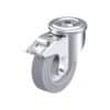 5 Inch Heavy Duty Swivel Caster with Blickle EasyRoll Rubber Wheel with Double Ball Bearing and Stop-Fix Brake