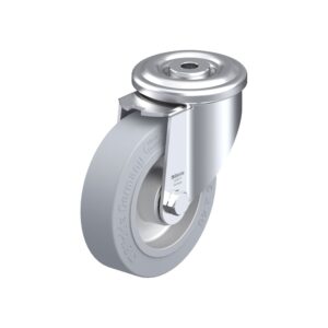 5 Inch Heavy Duty Swivel Caster with Blickle EasyRoll Rubber Wheel and Double Ball Bearing
