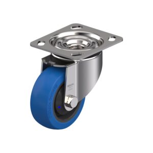 4 Inch Stainless Steel Swivel Caster with Blickle Besthane Soft Polyurethane Wheel and Double Ball Bearing