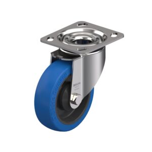 5 Inch Stainless Steel Swivel Caster with Blickle Besthane Soft Polyurethane Wheel and Double Ball Bearing