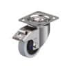4 Inch Stainless Steel Swivel Caster with Blickle EasyRoll Rubber Wheel and Stop-Fix Brake