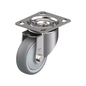 4 Inch Stainless Steel Swivel Caster with Blickle Thermoplastic Rubber Wheel and Polypropylene Core