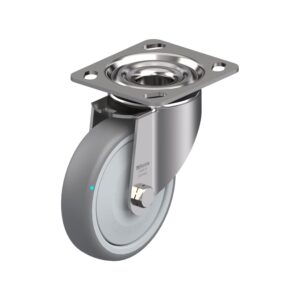5 Inch Stainless Steel Swivel Caster with Blickle Thermoplastic Rubber Wheel and Polypropylene Core