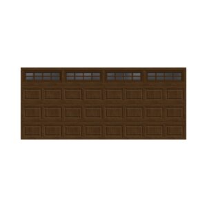 steel faux wood walnut garage door on clearance