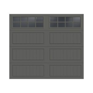 charcoal residential garage door with windows on sale