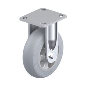 6-5/16 Inch Industrial Rigid Caster with Blickle SoftMotion Rubber Wheel