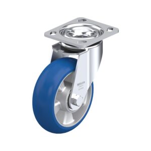 Six Inch Heavy Duty Swivel Caster with Blickle Besthane Soft Polyurethane Wheel