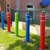 Flat Top Bollard Covers in use near business