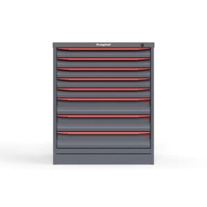 Front view of 14 gauge red cabinet