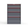 Front view of 14 gauge Cabinet with red handles and 4 drawers