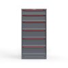 front view of 6 drawer tool cabinet in red