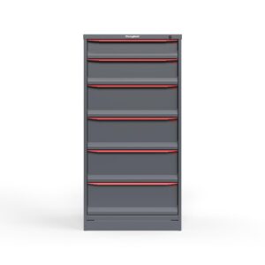 front view of 6 drawer tool cabinet in red