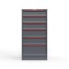 front view of 14 ga 60 in 6 drawer cabinet in red