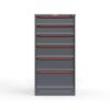 front view of 60 in 6 drawer cabinet in red