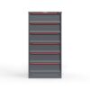 front view of 14 ga 6 drawer cabinet in red