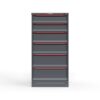 front view of 6 drawer cabinet in red