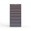front view of 8 drawer tool cabinet in red