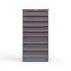 front view of 14 ga 8 drawer cabinet in red