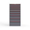 front view of 14 ga 9 thin drawer cabiet in red